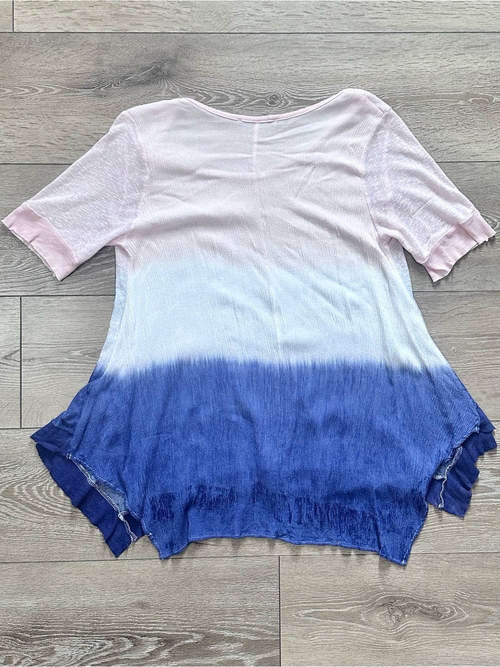 Easel Ombre Dip Dye Sharkbite Hem Tunic Top Oversized Rayon Slub Knit - Picture 9 of 10